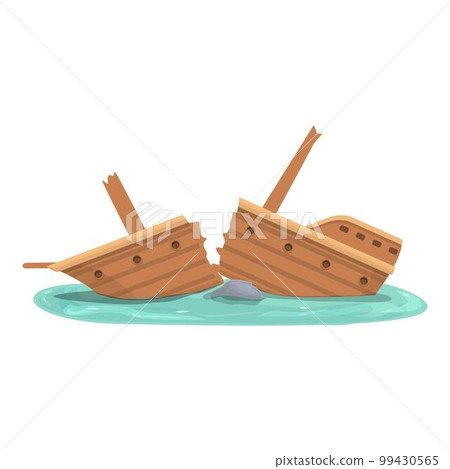Sea shipwreck icon cartoon vector. Old ship. Ocean island Sea shipwreck icon cartoon vector. Old ship. Ocean island 99430565
