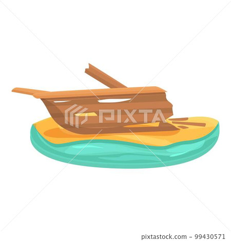 Corvette shipwreck icon cartoon vector. Old ship. Ocean marine desert Corvette shipwreck icon cartoon vector. Old ship. Ocean marine desert 99430571