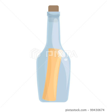 Sea message icon cartoon vector. Water bottle. Glass note Sea message icon cartoon vector. Water bottle. Glass note 99430674