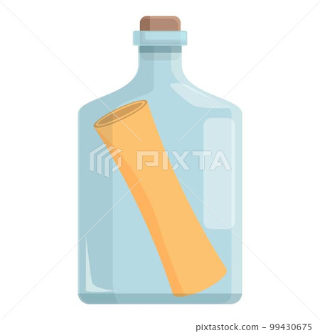 Big bottle icon cartoon vector. Sea message. Water paper Big bottle icon cartoon vector. Sea message. Water paper 99430675