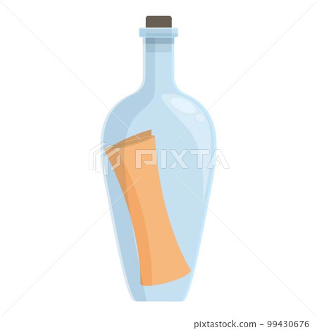 Sea bottle icon cartoon vector. Letter message. Water glass 99430676