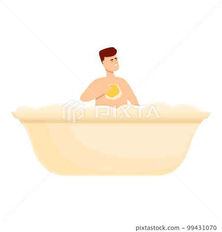 Foam bath icon cartoon vector. Water tub. Save cold Foam bath icon cartoon vector. Water tub. Save cold 99431070