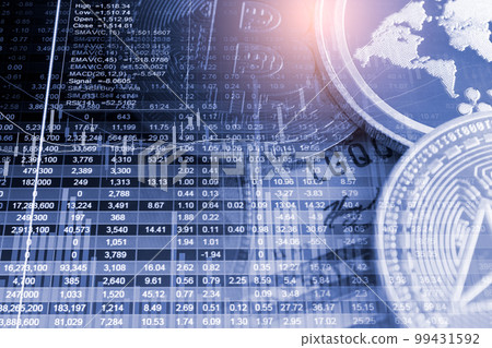 Modern way of exchange. Bitcoin is convenient payment in global economy market. Virtual digital currency and financial investment trade concept. Abstract cryptocurrency with gold bitcoin background.. Modern way of exchange. Bitcoin is convenient payment in global economy market. Virtual digital currency and financial investment trade concept. Abstract cryptocurrency with gold bitcoin background.. 99431592