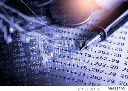 Stock market or forex trading graph and candlestick chart suitable for financial investment concept. Economy trends background for business idea and all art work design. Abstract finance background.. Stock market or forex trading graph and candlestick chart suitable for financial investment concept. Economy trends background for business idea and all art work design. Abstract finance background.. 99431593