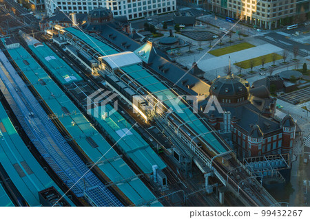 Tokyo cityscape morning Tokyo station Marunouchi station building and station square 99432267