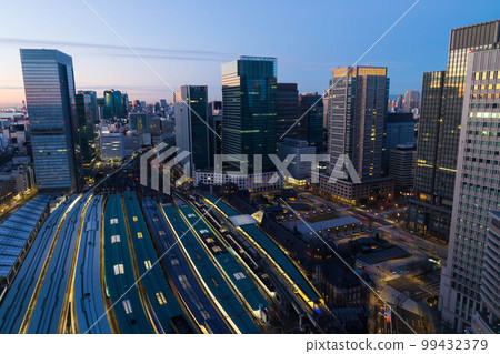 Tokyo city landscape Early morning Tokyo station panoramic view 99432379