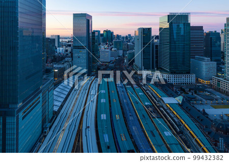 Tokyo city landscape Early morning Tokyo station panoramic view 99432382
