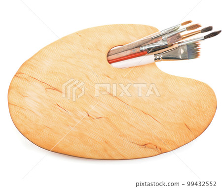 Brushes and a palette of the painter Brushes and a palette of the painter 99432552