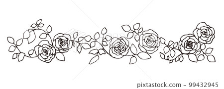 單色線描玫瑰插圖。單色矢量玫瑰插圖。手繪簡單的植物繪圖。 單色線描玫瑰插圖。單色矢量玫瑰插圖。手繪簡單的植物繪圖。 99432945