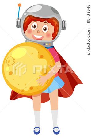 Kid wearing astronaut helmet 99432946