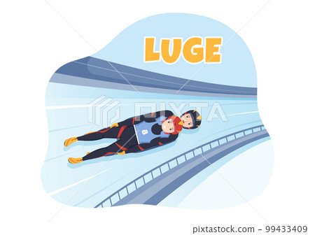 Luge Sled Race Athlete Winter Sport Illustration with Riding a Sledding, Ice and Bobsleigh in Flat Cartoon Hand Drawn for Landing Page Templates Luge Sled Race Athlete Winter Sport Illustration with Riding a Sledding, Ice and Bobsleigh in Flat Cartoon Hand Drawn for Landing Page Templates 99433409