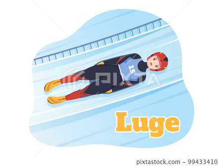 Luge Sled Race Athlete Winter Sport Illustration with Riding a Sledding, Ice and Bobsleigh in Flat Cartoon Hand Drawn for Landing Page Templates Luge Sled Race Athlete Winter Sport Illustration with Riding a Sledding, Ice and Bobsleigh in Flat Cartoon Hand Drawn for Landing Page Templates 99433410