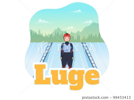 Luge Sled Race Athlete Winter Sport Illustration with Riding a Sledding, Ice and Bobsleigh in Flat Cartoon Hand Drawn for Landing Page Templates Luge Sled Race Athlete Winter Sport Illustration with Riding a Sledding, Ice and Bobsleigh in Flat Cartoon Hand Drawn for Landing Page Templates 99433413