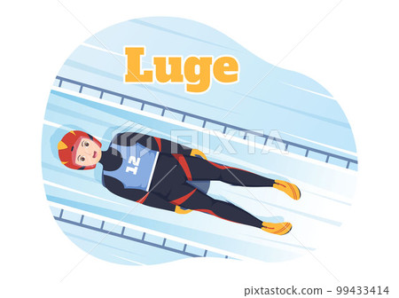 Luge Sled Race Athlete Winter Sport Illustration with Riding a Sledding, Ice and Bobsleigh in Flat Cartoon Hand Drawn for Landing Page Templates Luge Sled Race Athlete Winter Sport Illustration with Riding a Sledding, Ice and Bobsleigh in Flat Cartoon Hand Drawn for Landing Page Templates 99433414