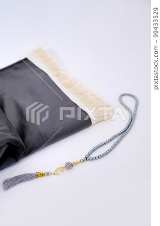 praying mat top view white background. Islamic shop items praying mat top view white background. Islamic shop items 99433529