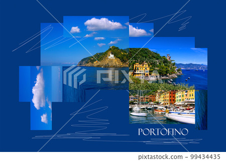 Beautiful bay with colorful houses in Portofino, Liguria, Italy 99434435