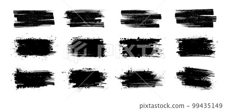 Detailed Ink brushstroke and paintbrush stencil template with splashes 99435149