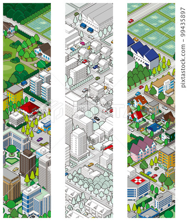 Three-dimensional view of the townscape. Cityscape. Three-dimensional view of the townscape. Cityscape. 99435897