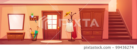 Cartoon house hallway interior design Cartoon house hallway interior design 99436274