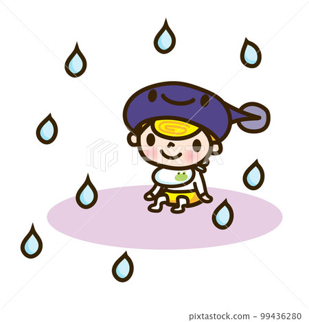 帶雨和蝌蚪的帽子的孩子 帶雨和蝌蚪的帽子的孩子 99436280