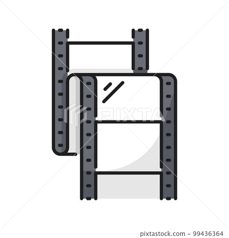 Movie film strip, video production icon. Movie studio, cinema industry or cinematography festival minimal vector icon. Filmmaking entertainment thin line pictogram or symbol with film slide strip Movie film strip, video production icon. Movie studio, cinema industry or cinematography festival minimal vector icon. Filmmaking entertainment thin line pictogram or symbol with film slide strip 99436364