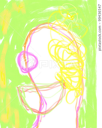 Yellow-green background smile drawing & illustration Yellow-green background smile drawing & illustration 99436547