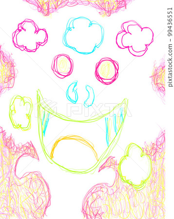 Pink illustrations and drawings with a smile like a monster Pink illustrations and drawings with a smile like a monster 99436551
