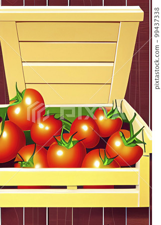 close up tomatoes in a box 99437338