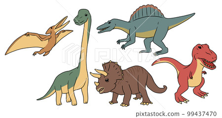 Five kinds of dinosaur color illustration 99437470