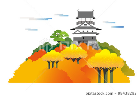 Inuyama Castle Landscape of autumn leaves and yellow leaves Inuyama Castle Landscape of autumn leaves and yellow leaves 99438282