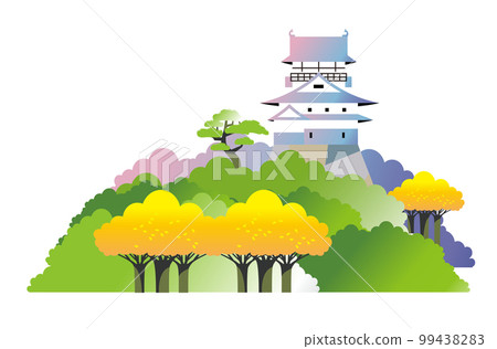 秋葉和黃葉的犬山城景觀 秋葉和黃葉的犬山城景觀 99438283