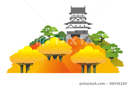 秋葉和黃葉的犬山城景觀 99438284