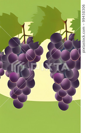 bunch of grapes with green leaves 99438306