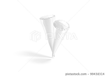 Blank white ice cream cone pack pair mockup no gravity Blank white ice cream cone pack pair mockup no gravity 99438314