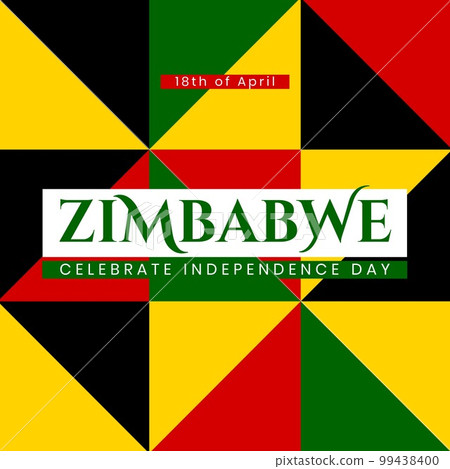 Composition of zimbabwe celebrate independence day text with national flag colours 99438400
