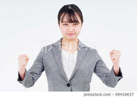 A woman in a suit who is stressed A woman in a suit who is stressed 99438637