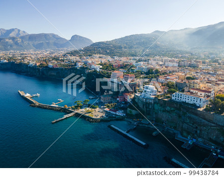 Aerial view of Sorrento, a coastal town in south Italy, facing the Bay of Naples on the Sorrentine Peninsula 99438784