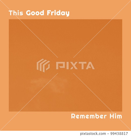 Composition of good friday text and copy space on orange background 99438817