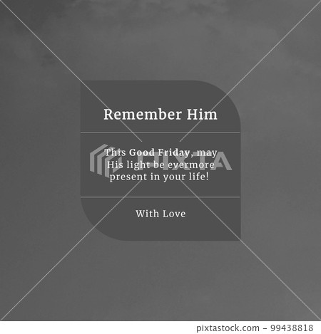 Composition of good friday text and copy space on grey background 99438818
