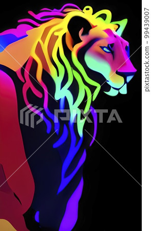 close up portrait of lion with cartoon effect. 99439007