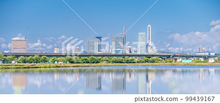 ``Saitama Prefecture'' Minuma Rice Fields Saitama Shintoshin reflected in rice fields during rice planting season ``Saitama Prefecture'' Minuma Rice Fields Saitama Shintoshin reflected in rice fields during rice planting season 99439167