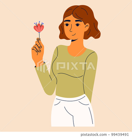 Beautiful girls with flowers. Girl power, feminism, sisterhood concept. 99439491