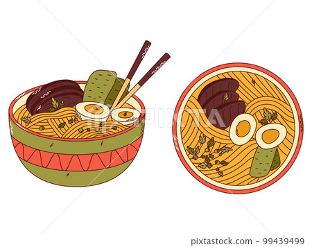 Traditional Japanese food set. Asian Ramen. Vector illistration 99439499