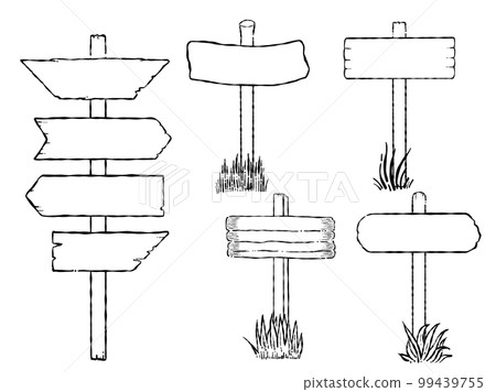 Monochrome wooden sign illustration material Monochrome wooden sign illustration material 99439755