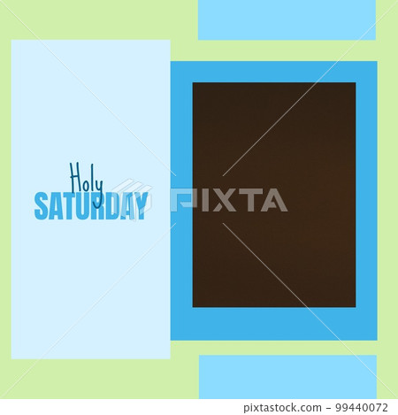 Composition of holy saturday text and copy space over multi coloured background 99440072