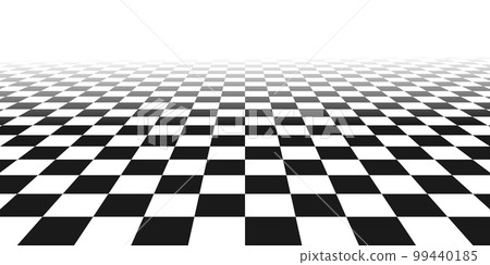 Chess perspective floor background. Black and white chessboard perspective floor texture. Checker board pattern surface. Fading away vanishing checkerboard background. Abstract vector illustration 99440185