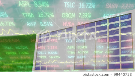 Composition of financial data processing over solar panel 99440738