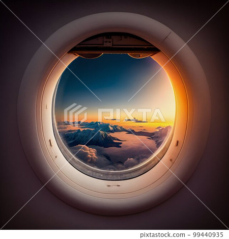 Airplane Window Porthole. Generative AI 99440935