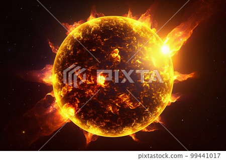Burning Sun Star with Flames in Space. Generative AI Burning Sun Star with Flames in Space. Generative AI 99441017