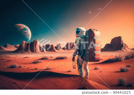 Astronaut Tourist Colonizer on other Planet. Generative AI Astronaut Tourist Colonizer on other Planet. Generative AI 99441025